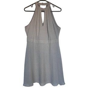 Express‎ Polka Dot Halter Neck Fit & Flair Sleeveless Lined Dress Size 10